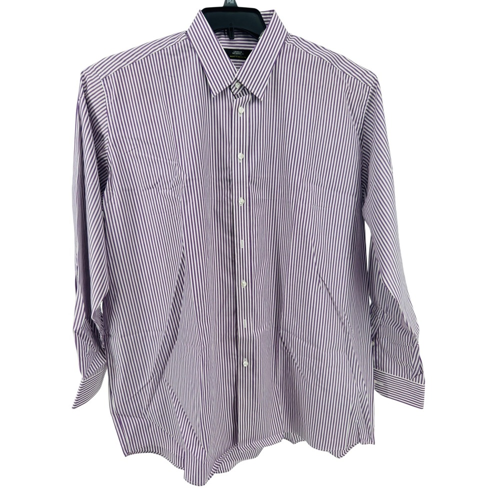 League of Rebels Dress Shirt Mens 2XL Purple Striped Tailored Made to Measure